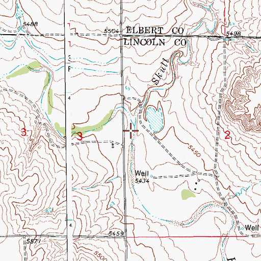 Topographic Map of Skull Creek, CO