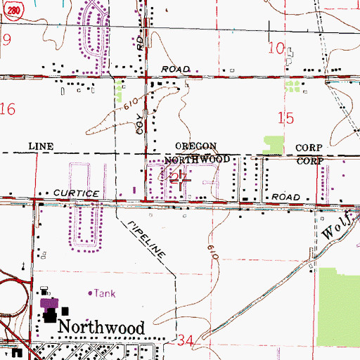 Topographic Map of Aztec Subdivision, OH