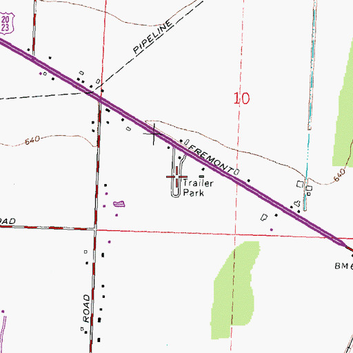 Topographic Map of Bayer Trailer Court, OH
