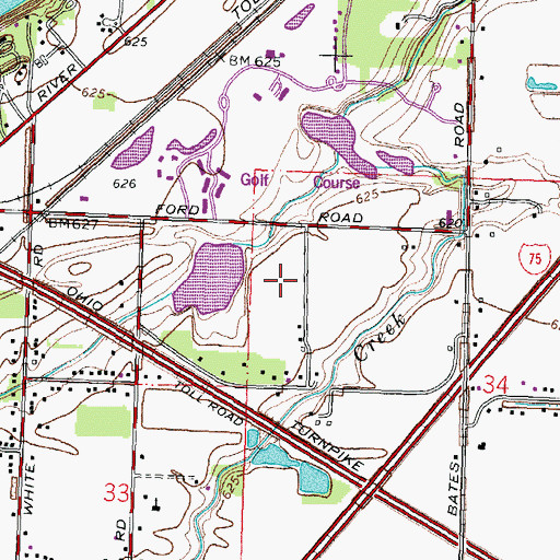 Topographic Map of Belmont Farms, OH