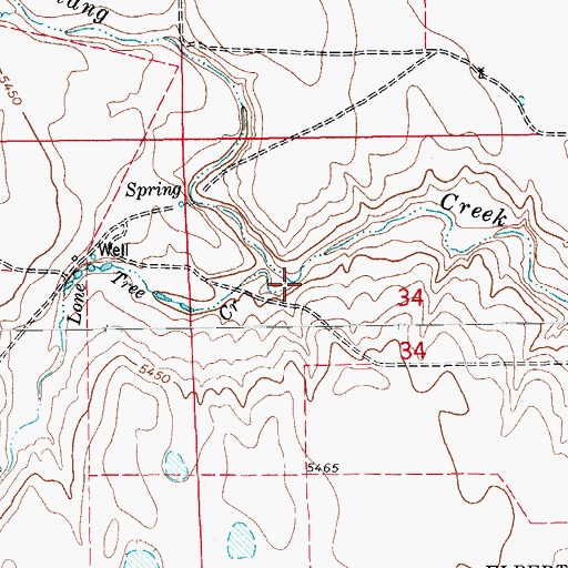 Topographic Map of Lone Tree Creek, CO