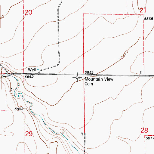 Topographic Map of Mountain View Cemetery, CO