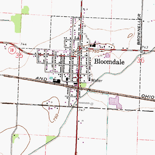 Topographic Map of Bloomdale Branch Wayne Public Library, OH