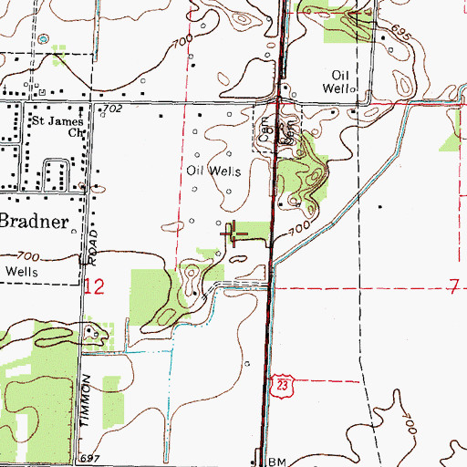 Topographic Map of Bradner Preserve, OH
