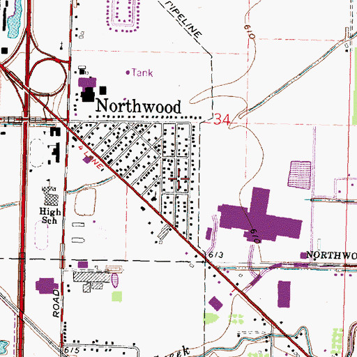 Topographic Map of Brighton Gardens, OH