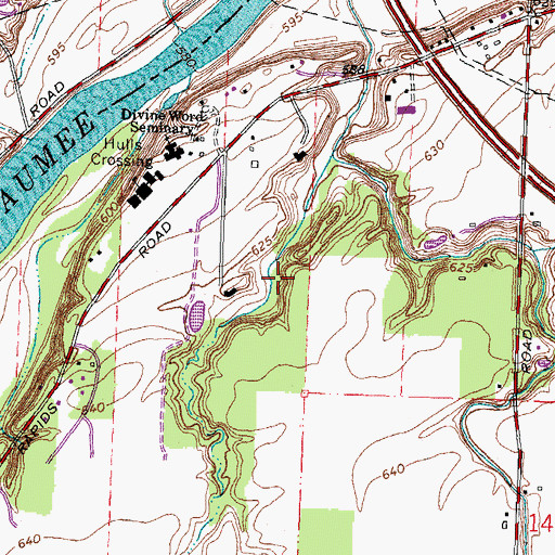 Topographic Map of Carrington Woods, OH