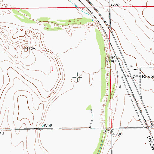 Topographic Map of Boyero, CO