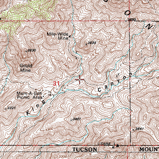 Topographic Map of King Canyon Trail, AZ