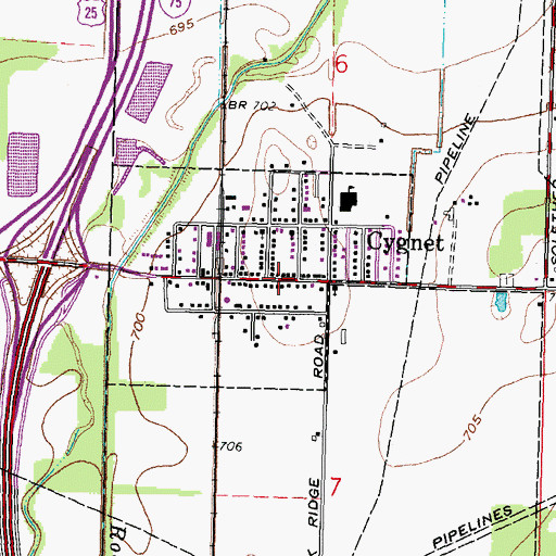 Topographic Map of Cygnet Branch Wayne Public Library, OH
