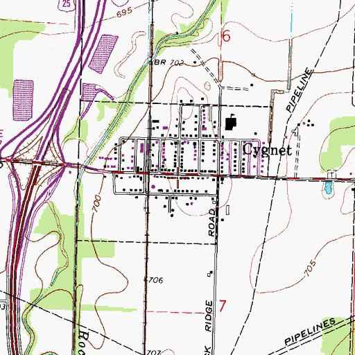 Topographic Map of Cygnet Post Office, OH
