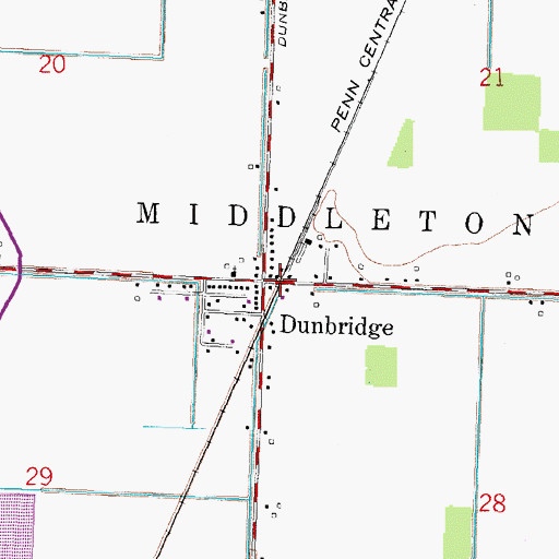 Topographic Map of Dunbridge Post Office, OH