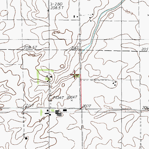 Topographic Map of Lisk Cemetery, IL
