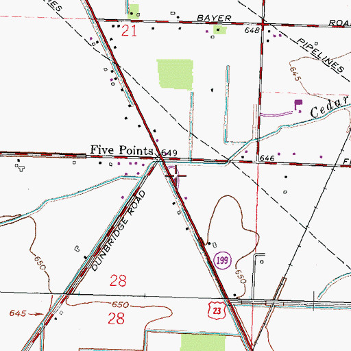 Topographic Map of Five Point Mobile Home Court, OH
