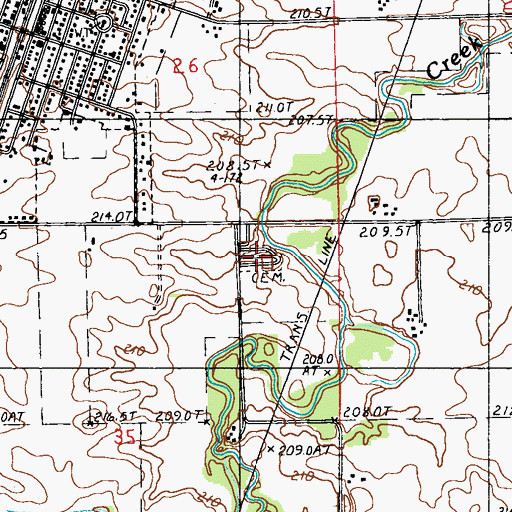 Topographic Map of Saint John's Lutheran Cemetery, IL