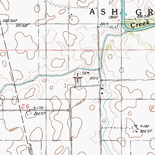 Topographic Map of Cissna Park Cemetery, IL