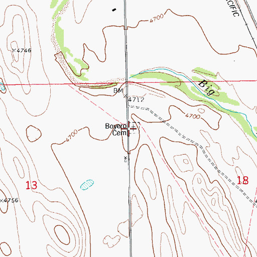 Topographic Map of Boyero Cemetery, CO