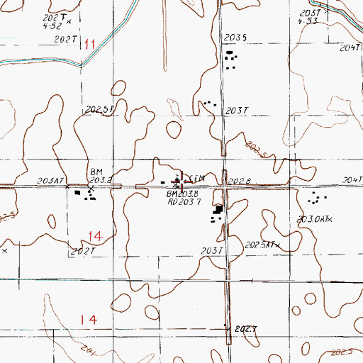 Topographic Map of Saint John's Ash Grove Cemetery, IL