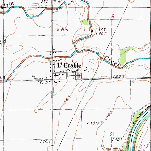 Topographic Map of L'Erable Catholic Cemetery, IL