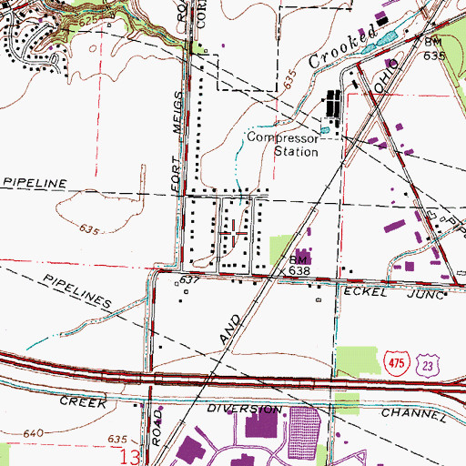 Topographic Map of Fort Meigs Place, OH