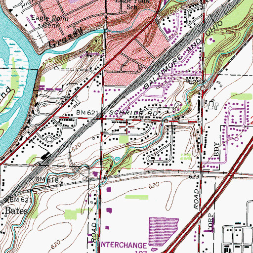 Topographic Map of Frances Gardens, OH