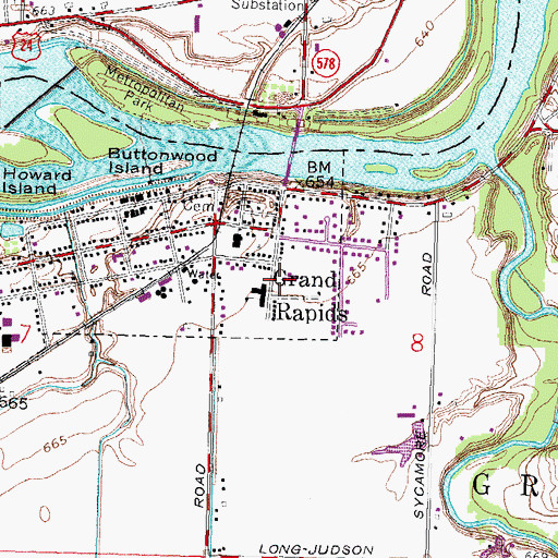 Topographic Map of Grand Rapids Branch Weston Public Library, OH
