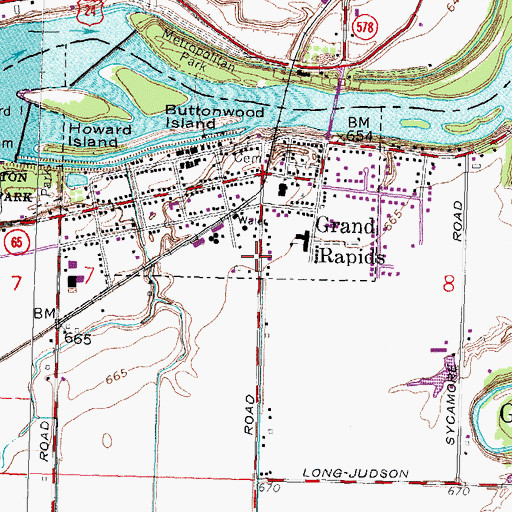Topographic Map of Grand Rapids Post Office, OH