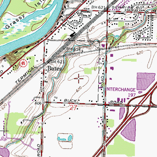 Topographic Map of Grassy Creek, OH