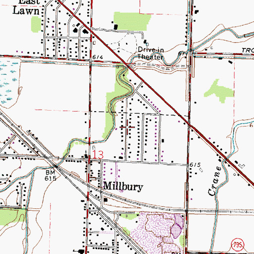 Topographic Map of Hille Farms, OH