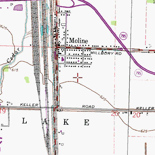 Topographic Map of Indian Creek, OH