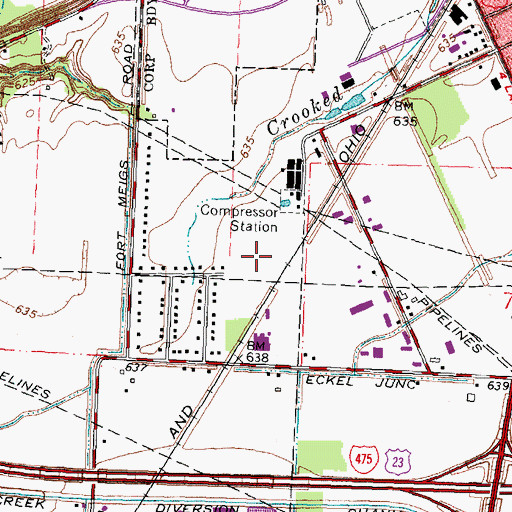 Topographic Map of Indian Meadows, OH