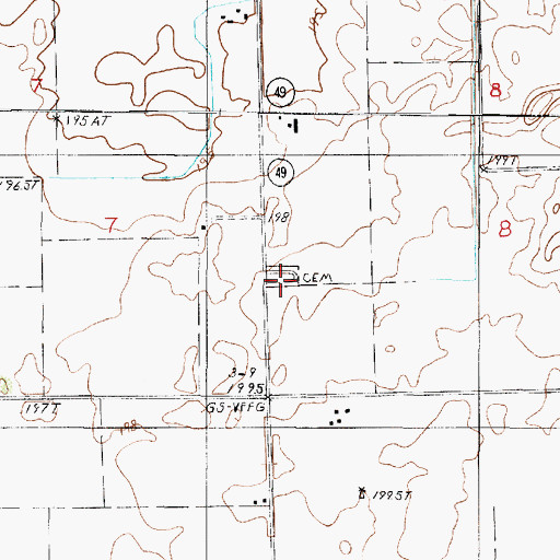 Topographic Map of Saint Peter's Lutheran Cemetery, IL