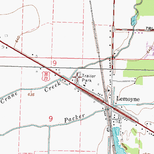 Topographic Map of Laffertys Trailer Court, OH