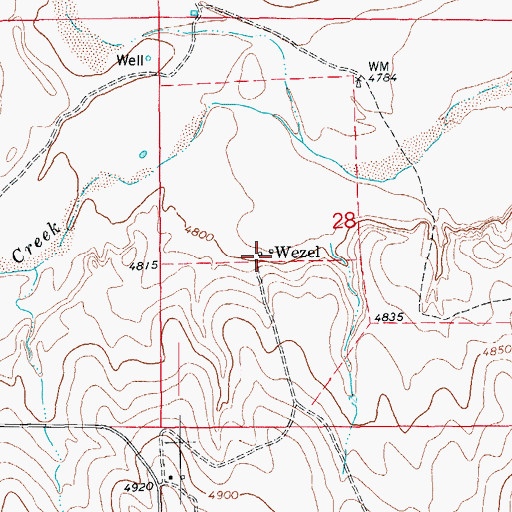 Topographic Map of Wezel (historical), CO