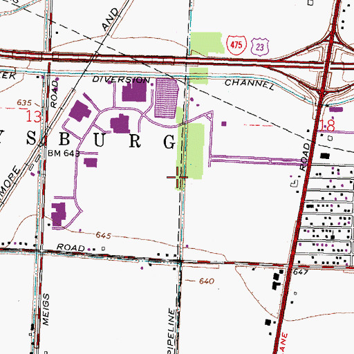 Topographic Map of Levis Industrial Park, OH