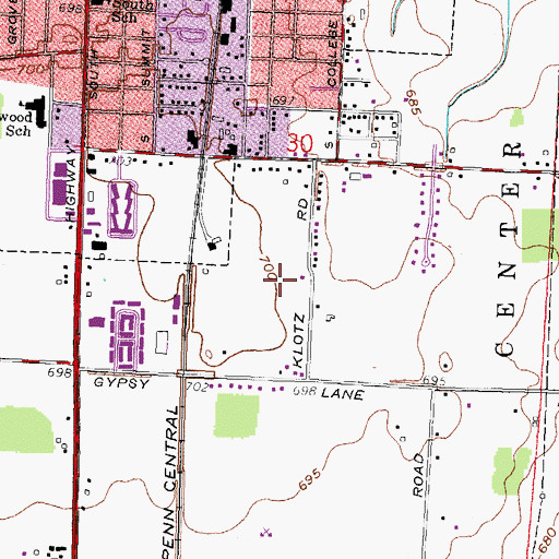 Topographic Map of Meadowvale, OH
