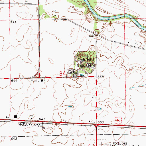 Topographic Map of Gard Army of the Republic Cemetery, IL