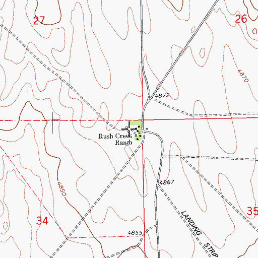 Topographic Map of Rush Creek Ranch, CO