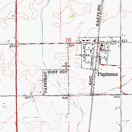 Topographic Map of Papineau Cemetery, IL