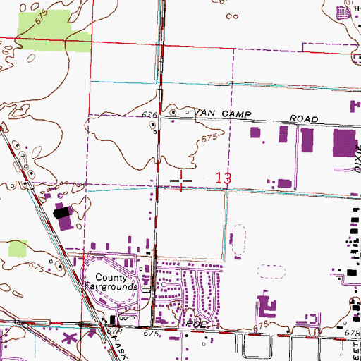Topographic Map of Northridge Estates, OH