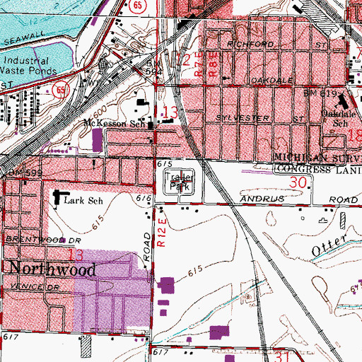 Topographic Map of Northwood Estates Mobile Home Park, OH