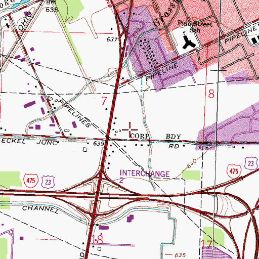 Topographic Map of Perrys Junction Shopping Center, OH