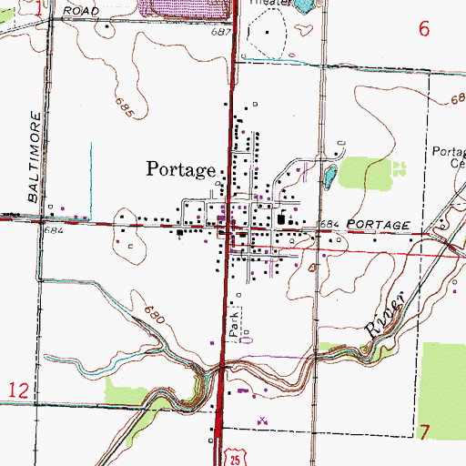 Topographic Map of Portage Post Office, OH