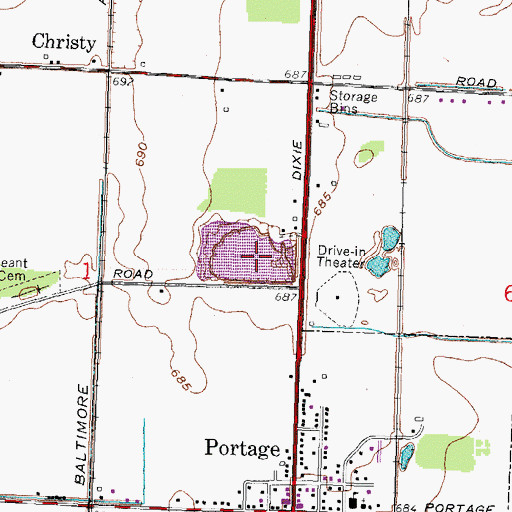 Topographic Map of Portage Quarry, OH