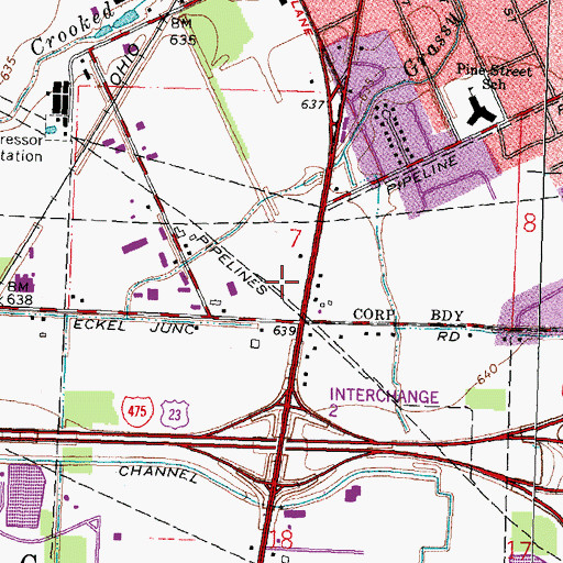 Topographic Map of River Place Shopping Center, OH