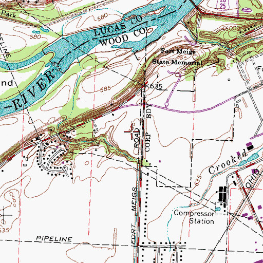 Topographic Map of Rivercrest, OH