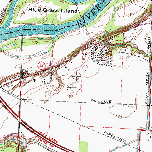 Topographic Map of Riverford, OH
