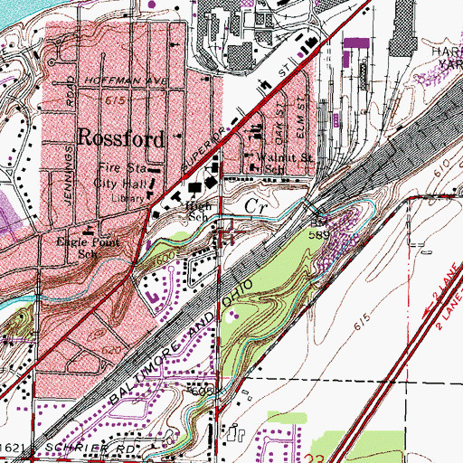 Topographic Map of Rossford Post Office, OH