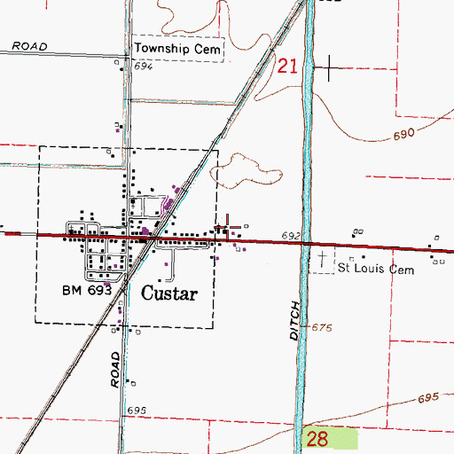 Topographic Map of Saint Louis Elementary School, OH