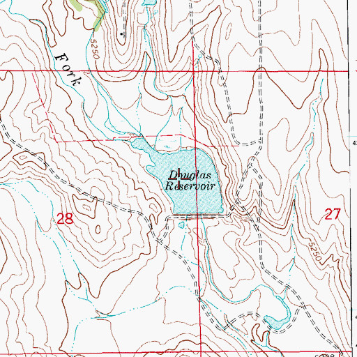 Topographic Map of Douglas Reservoir, CO