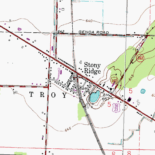 Topographic Map of Stony Ridge Post Office, OH